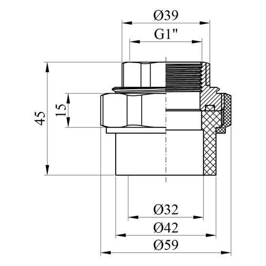 Додаткове фото - Американка PPR GrandiTherm 32х1" РВ
