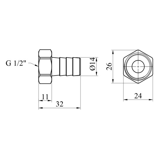 Додаткове фото - Штуцер LexLine 1/2" РВ, D=14 мм латунний УК0002-5