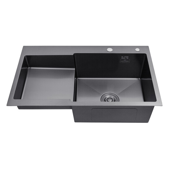 Додаткове фото - Кухонна мийка Kroner KRP Schwarze - 7848RHM PVD (3.0/1.0 мм)