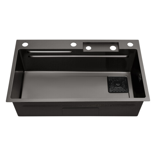 Додаткове фото - Кухонна мийка Kroner KRP Schwarze - SET7545HM PVD (3.0/0.8 мм)