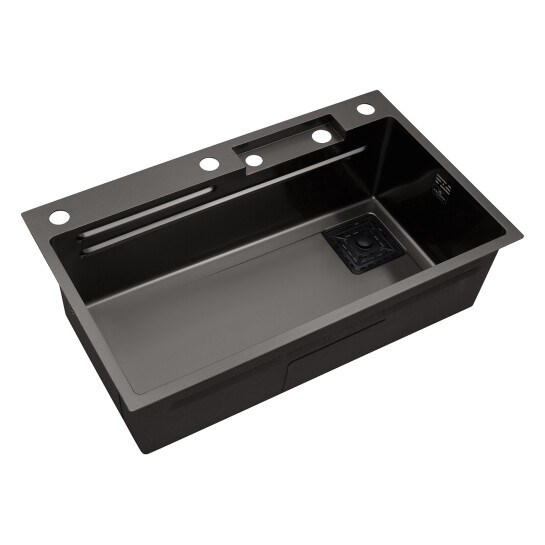 Додаткове фото - Кухонна мийка Kroner KRP Schwarze - SET7545HM PVD (3.0/0.8 мм)