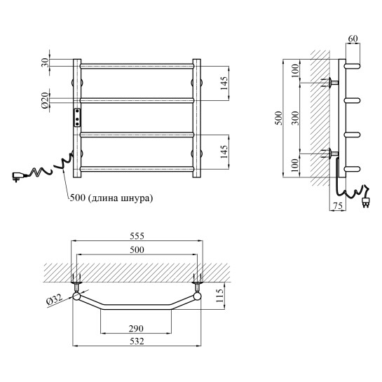 Додаткове фото - Сушарка для рушників електрична Kroner KRP Diva EL500x500-4