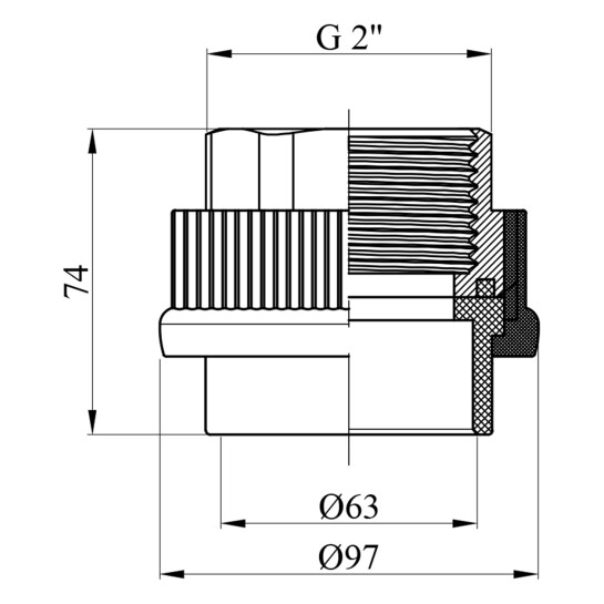 Додаткове фото - Муфта PPR GrandiTherm 63х2" РВ