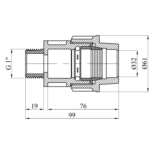 Додаткове фото - Муфта ПЕ SantehPlast 32x1" РЗ