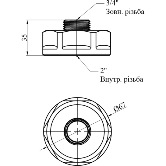 Додаткове фото - Перехід посилений LexLine 2"х3/4" ВЗ нікельований НК0623-Вн