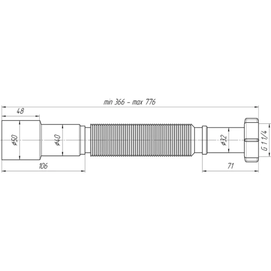 Додаткове фото - Гофра ANIplast 1 1/4"х40/50 мм 410-800 мм K206