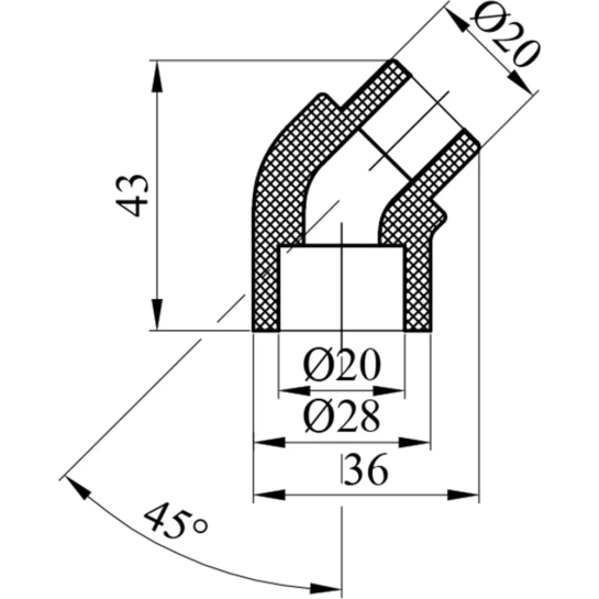 Додаткове фото - Коліно 45° PPR Rozma 20 мм ВЗ