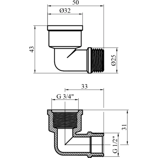 Додаткове фото - Кутник перехідний посилений LexLine 3/4"х1/2" ВЗ нікельований НК0104-В