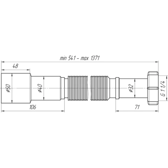 Додаткове фото - Гофра ANIplast 1 1/4''х40/50 мм 800-1550 мм K216