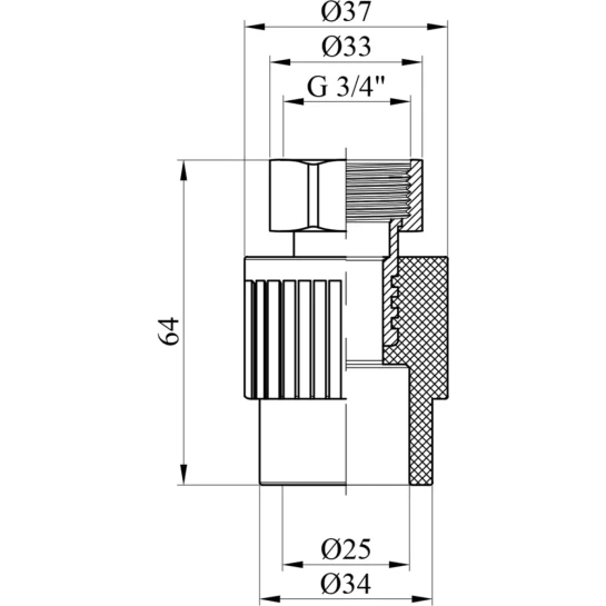 Додаткове фото - Перехід з накидною гайкою PPR Rozma 25х3/4"