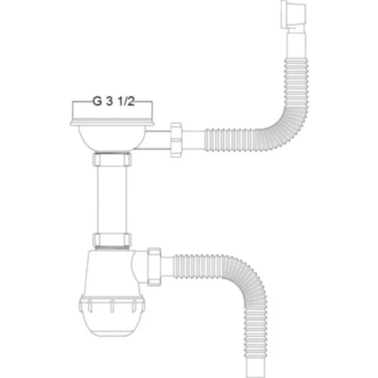 Додаткове фото - Сифон для кухонної мийки Kroner KRP Siphon - 011 3 1/2"х50/40 мм