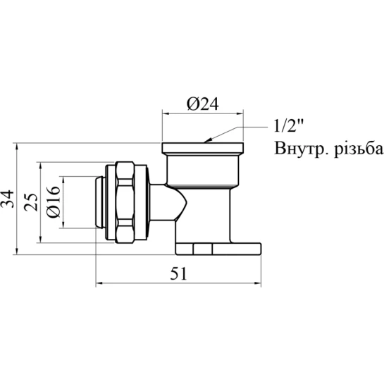 Додаткове фото - Коліно настінне металопластикове STA (DN) 16x1/2" РВ нікельоване