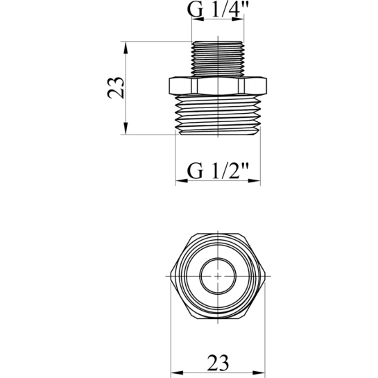 Додаткове фото - Ніпель перехідний посилений LexLine 1/2"х1/4" ЗЗ латунний УК0541-В