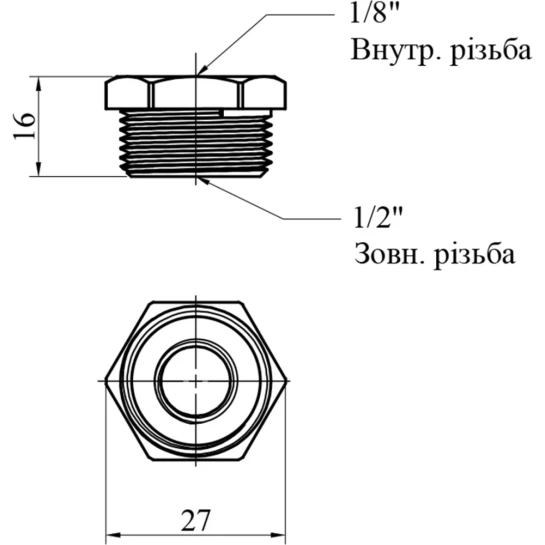 Додаткове фото - Футорка під датчик температури LexLine 1/2"хМ10 ЗВ латунна УК0700-В