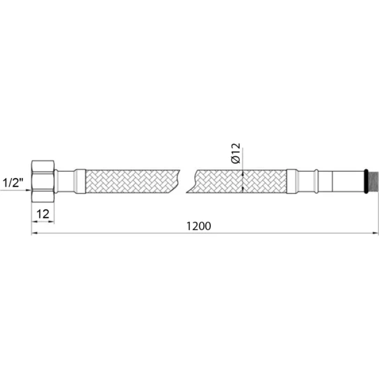 Додаткове фото - Гнучка підводка для підключення змішувача Kroner KRP 1/2"хМ10 ВЗ 120 см в обплетенні з нержавіючої сталі (пара)