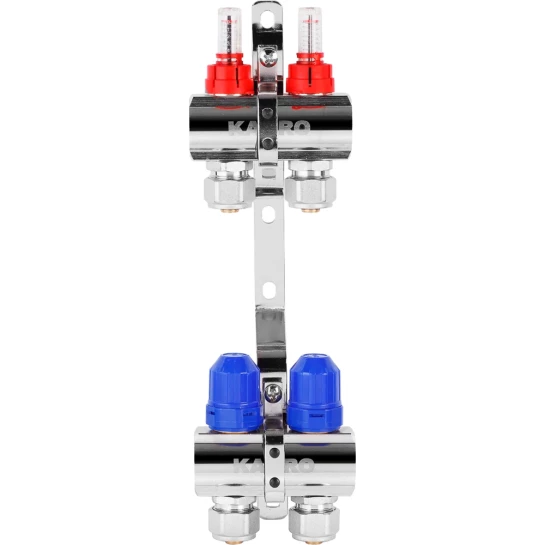 Додаткове фото - Колектор в зборі Karro на 2 виходи з євроконусами, хромований KR-20160