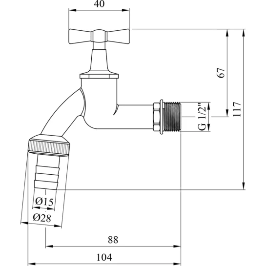 Додаткове фото - Кран для поливу Karro 1/2" PN40 нікельований KR-02117