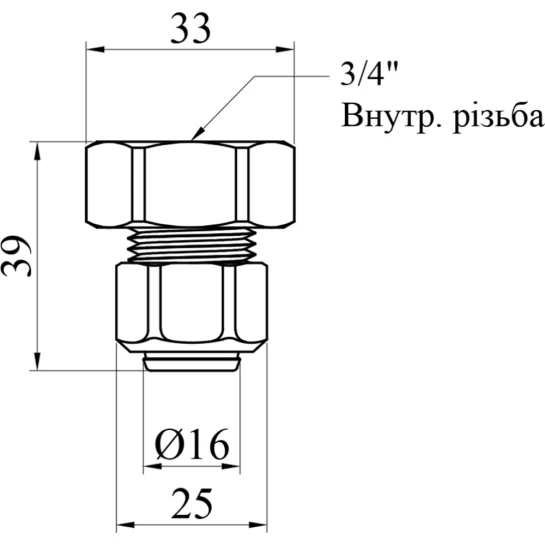 Додаткове фото - Муфта металопластикова Karro 16х3/4" РВ нікельована KR-0521