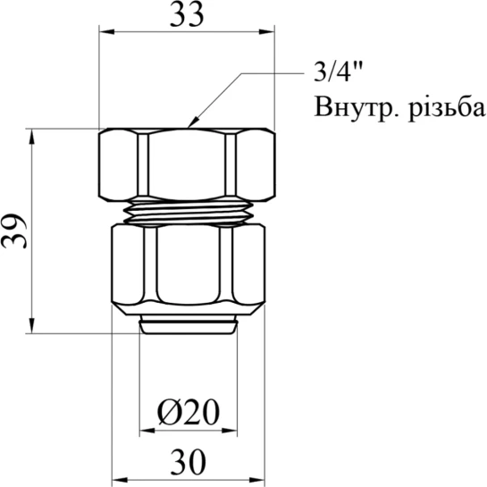 Додаткове фото - Муфта металопластикова Karro 20х3/4" РВ нікельована KR-0523