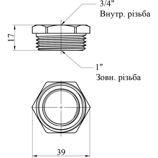 Додаткове фото - Футорка STA 3/4"х1" ВЗ латунна