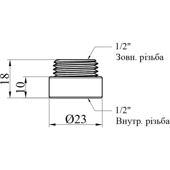 Додаткове фото - Подовжувач STA 1/2" ВЗ, L=10 мм латунний