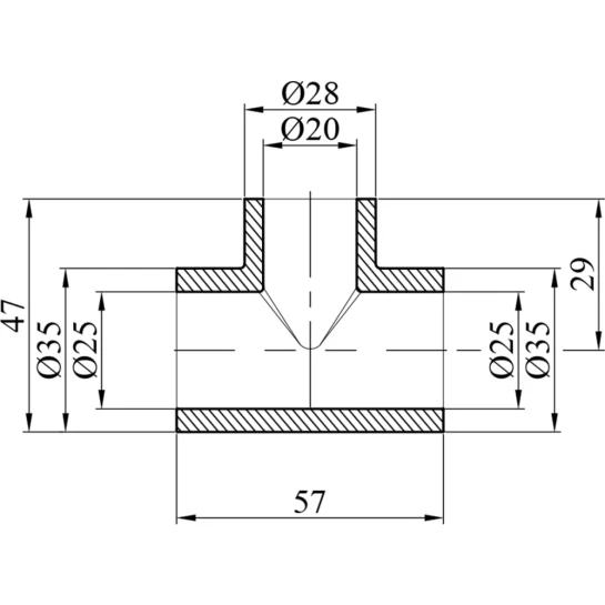 Додаткове фото - Трійник перехідний PPR GrandiTherm 25х20х25 мм