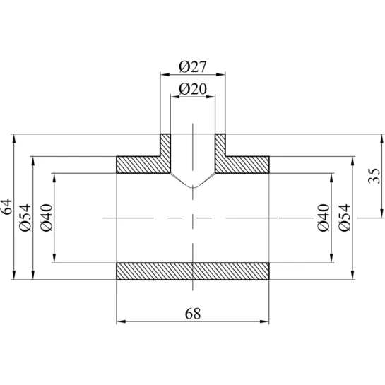 Додаткове фото - Трійник перехідний PPR GrandiTherm 40х20х40 мм