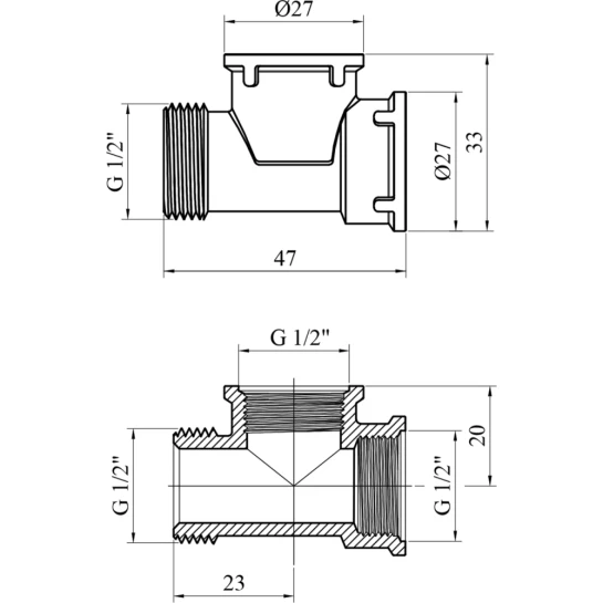 Додаткове фото - Трійник STA 1/2" ВВЗ латунний