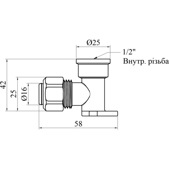 Додаткове фото - Коліно настінне металопластикове Karro 16х1/2" РВ нікельоване KR-0820