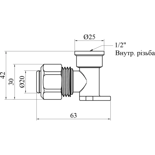 Додаткове фото - Коліно настінне металопластикове Karro 20x1/2" РВ нікельоване KR-0821