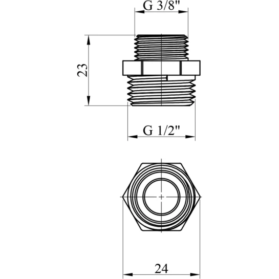 Додаткове фото - Ніпель перехідний STA 1/2"х3/8" ЗЗ латунний