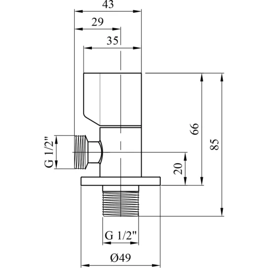 Додаткове фото - Кран приладовий для підключення Karro 1/2"x1/2" ЗЗ хромований KR-3120 New