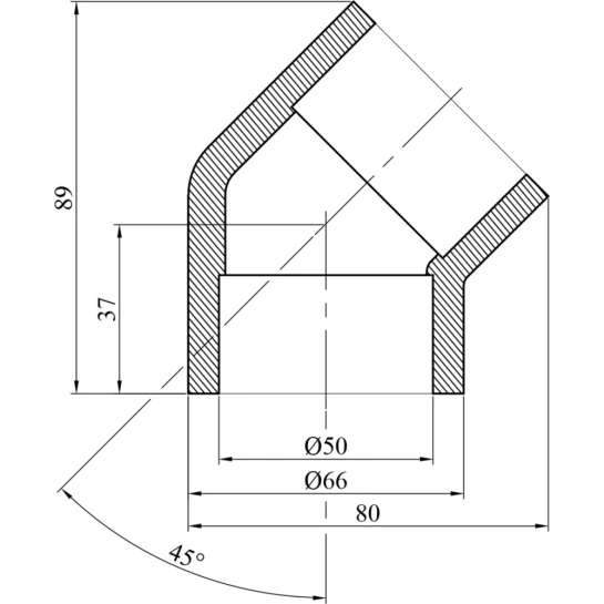 Додаткове фото - Коліно 45° PPR GrandiTherm 50 мм