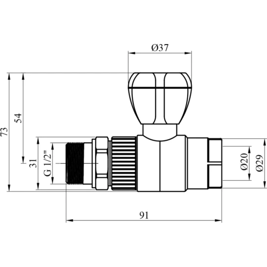 Додаткове фото - Кран радіаторний прямий PPR GrandiTherm 20х1/2"