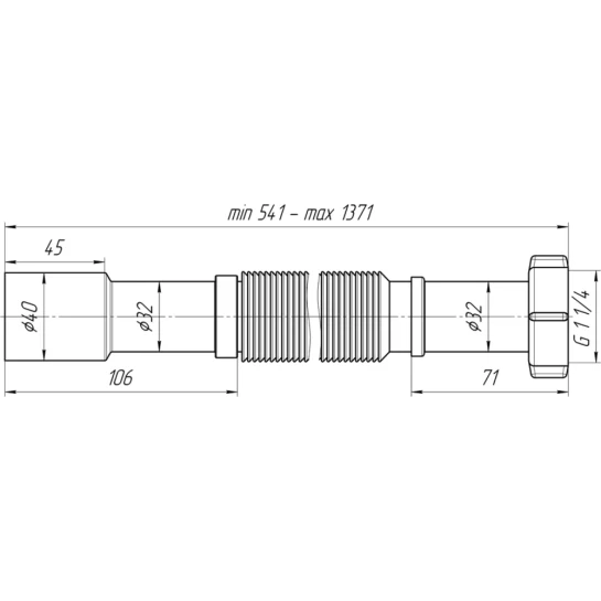 Додаткове фото - Гофра ANIplast 1 1/4"х32/40 мм 541-1371 мм K207EU