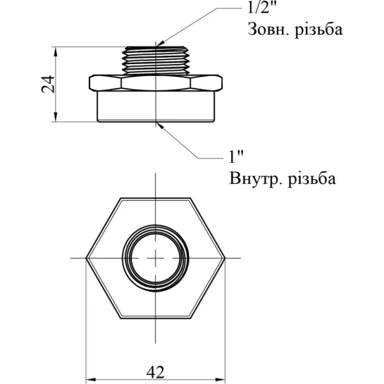 Додаткове фото - Перехідник Karro 1"х1/2" ВЗ нікельований KR-3117