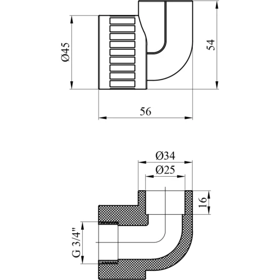 Додаткове фото - Коліно PPR GrandiTherm 25х3/4" РВ