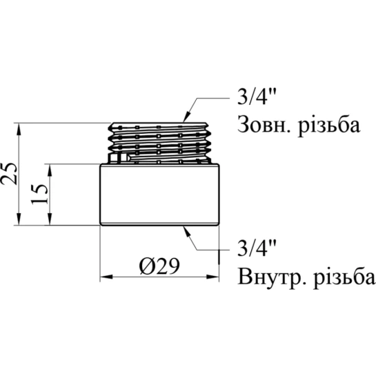 Додаткове фото - Подовжувач Karro 3/4" ВЗ, L=15 мм хромований KR-3209