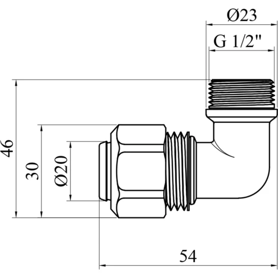 Додаткове фото - Коліно металопластикове Karro 20х1/2" РЗ нікельоване KR-0611