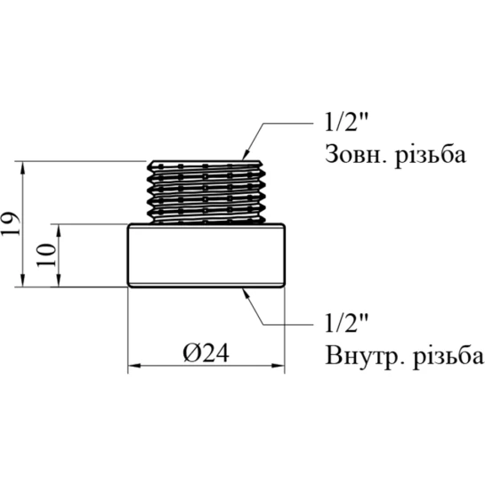 Додаткове фото - Подовжувач Karro 1/2" ВЗ, L=10 мм хромований KR-3209