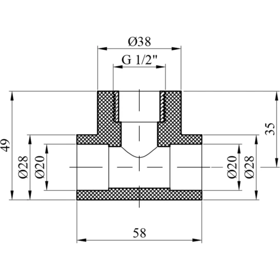 Додаткове фото - Трійник PPR GrandiTherm 20х1/2" РВ