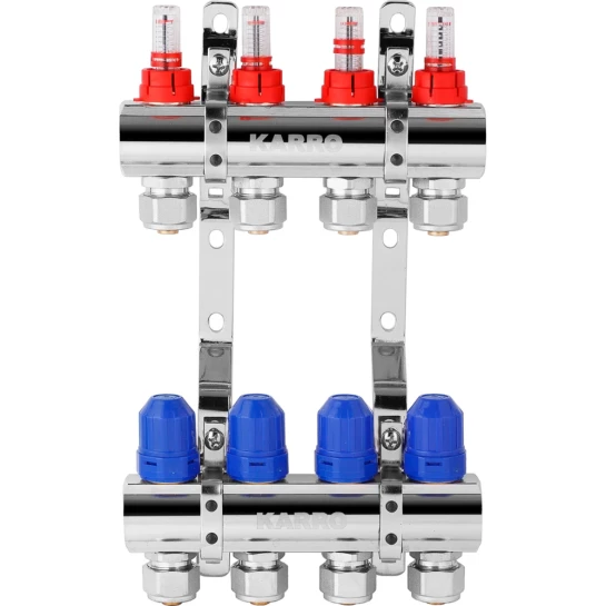 Додаткове фото - Колектор в зборі Karro на 4 виходи з євроконусами, хромований KR-20160