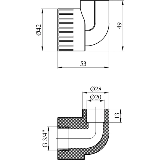 Додаткове фото - Коліно PPR GrandiTherm 20х3/4" РВ