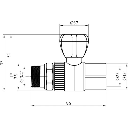 Додаткове фото - Кран радіаторний прямий PPR GrandiTherm 25х3/4"