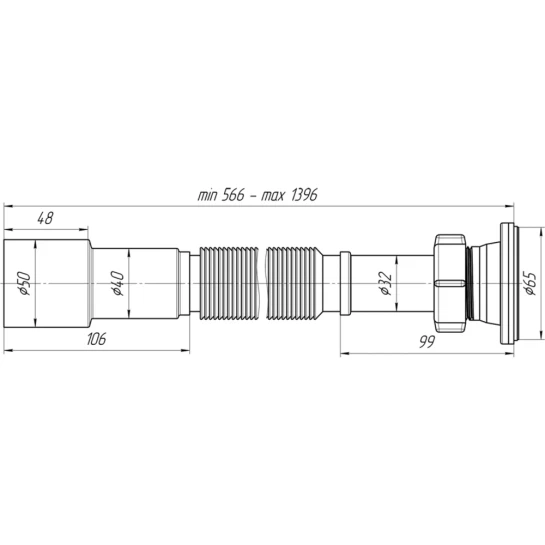 Додаткове фото - Гофра ANIplast 1 1/4"х40/50 мм 566-1396 мм G216EU