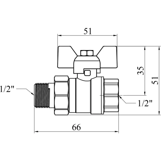 Додаткове фото - Кран-американка кульовий прямий Valves 1/2" PN30