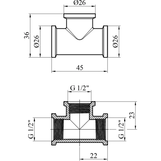 Додаткове фото - Трійник Karro 1/2" ВВВ нікельований KR-3213