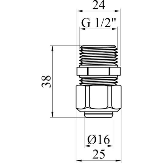 Додаткове фото - Муфта металопластикова Karro 16х1/2" РЗ KR-0510 нікельована