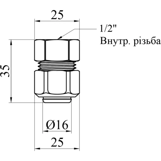 Додаткове фото - Муфта металопластикова Karro 16х1/2" РВ KR-0520 нікельована