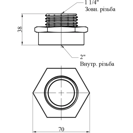 Додаткове фото - Перехідник Karro 2"х1 1/4" ВЗ нікельований KR-3117